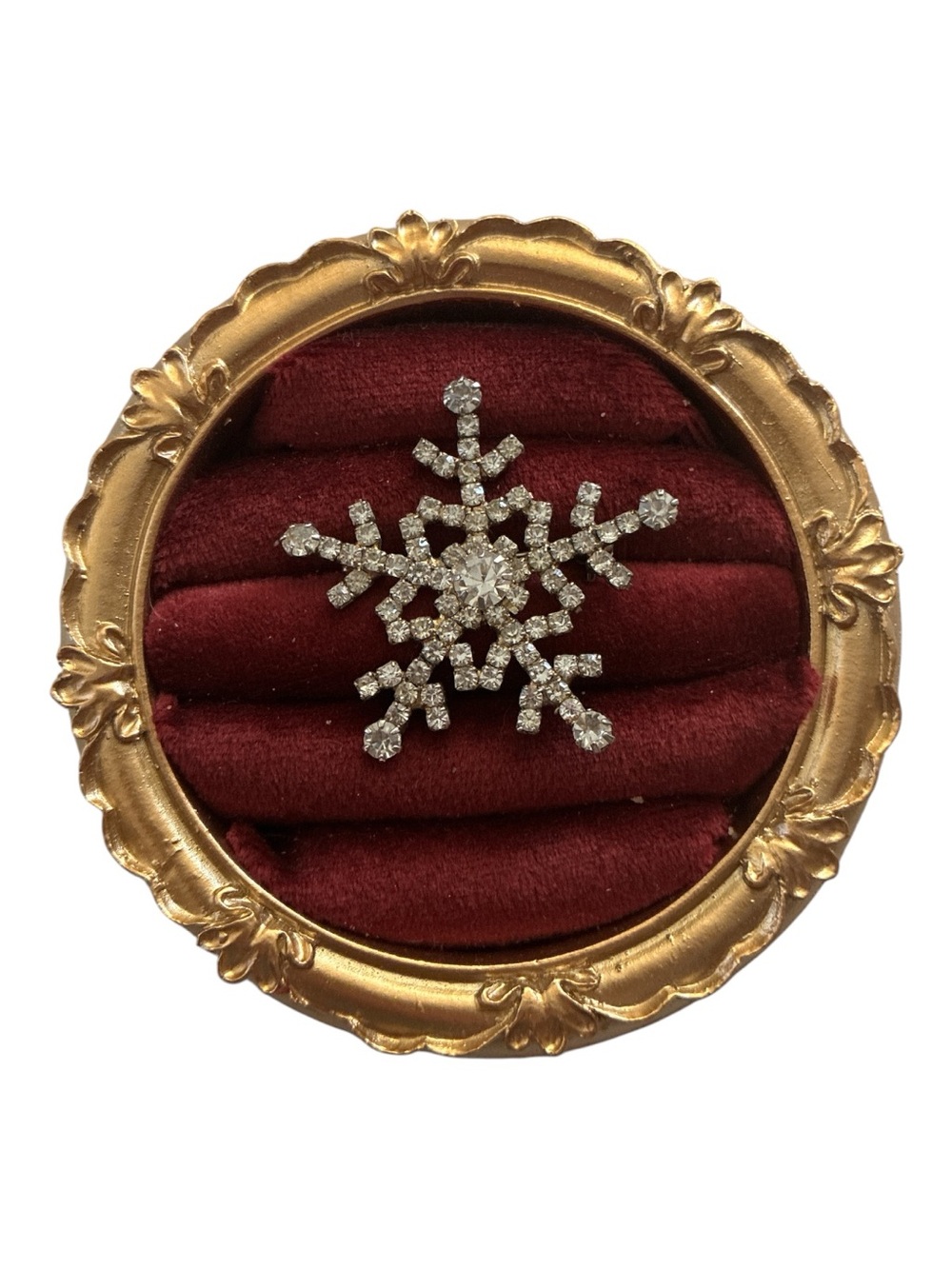 Vintage Rhinestone Snowflake Brooch